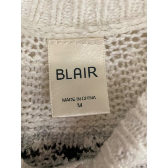 Blair Vintage Knit Sweater White, Gray & Black Fair Isle Pullover Women’s Size M - Picture 8 of 9